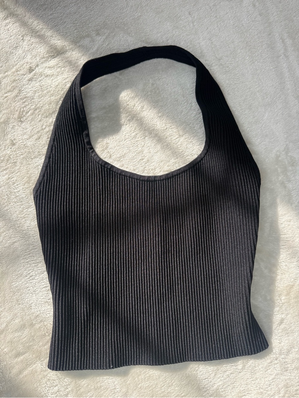 Babaton Aritzia Black Ribbed Sleeveless Tank Top Stretch Nylon Minimalist S